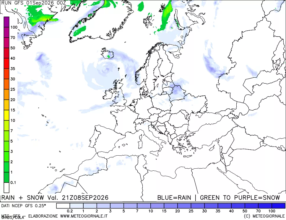 mappa Precipitazioni totali e nevose