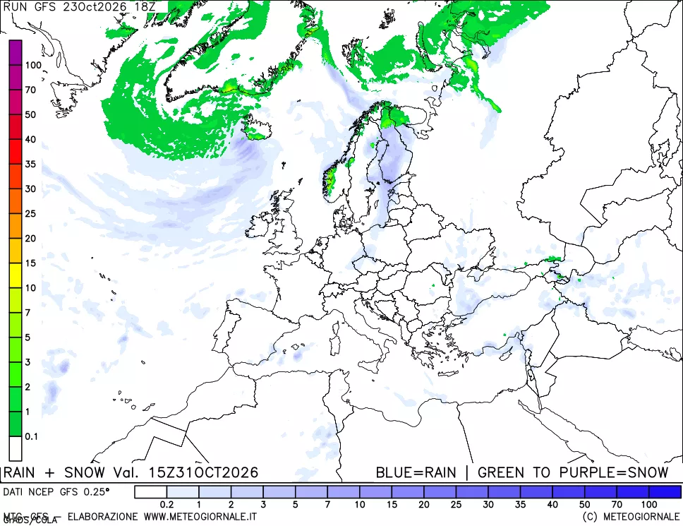 mappa Precipitazioni totali e nevose