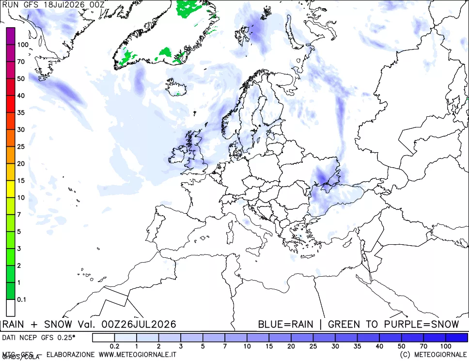 mappa Precipitazioni totali e nevose