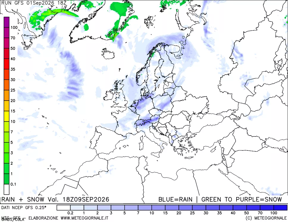mappa Precipitazioni totali e nevose