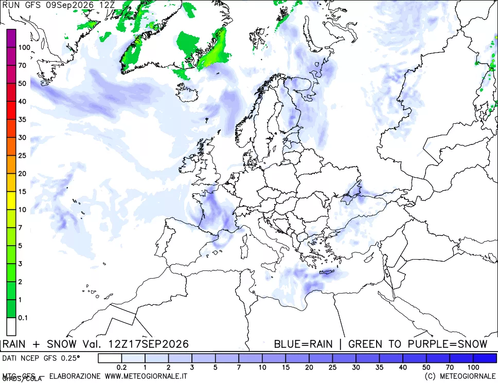 mappa Precipitazioni totali e nevose