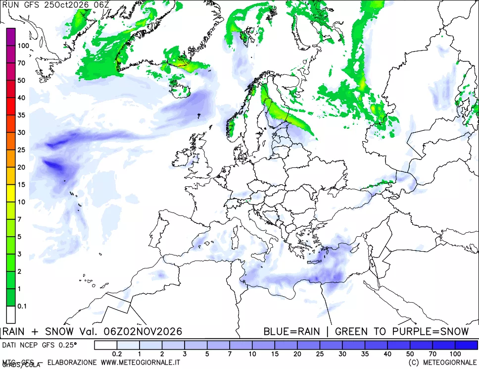 mappa Precipitazioni totali e nevose