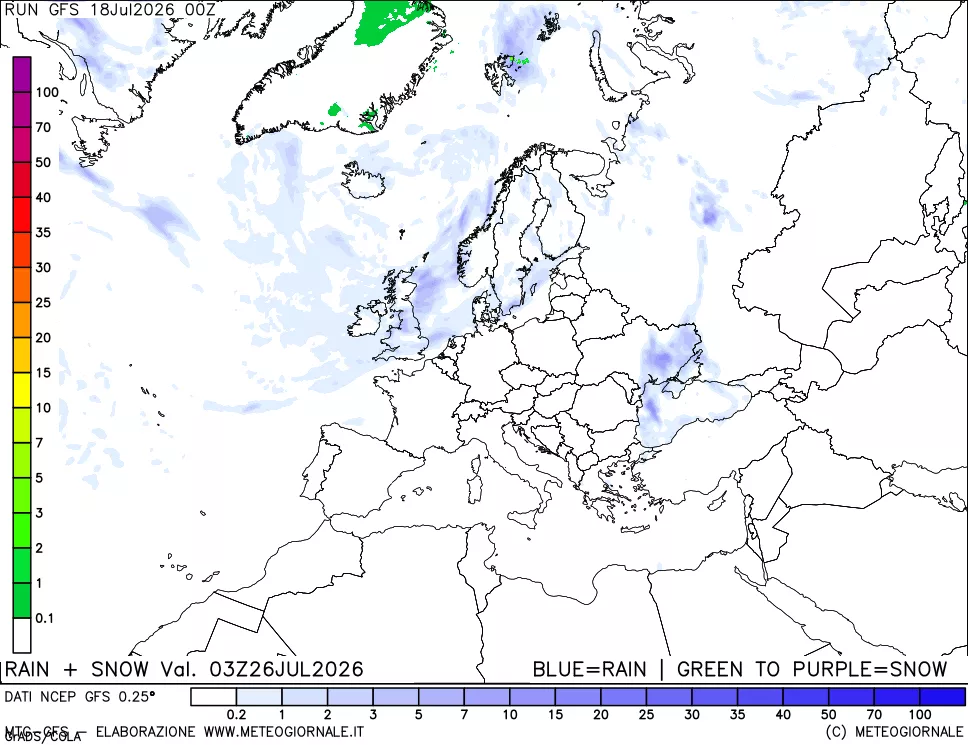 mappa Precipitazioni totali e nevose