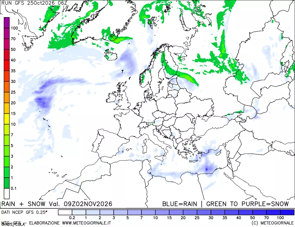 mappa Precipitazioni totali e nevose