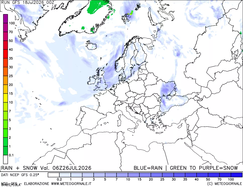 mappa Precipitazioni totali e nevose