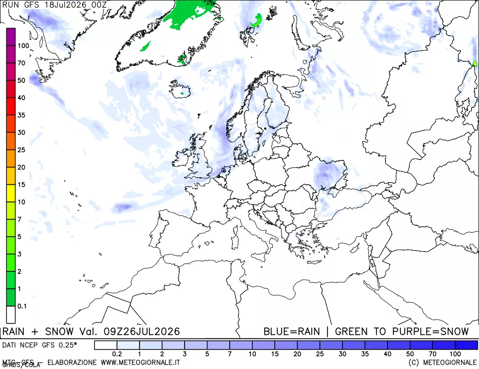 mappa Precipitazioni totali e nevose