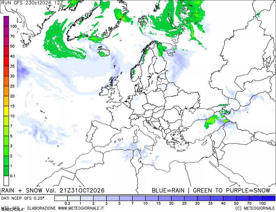 mappa Precipitazioni totali e nevose