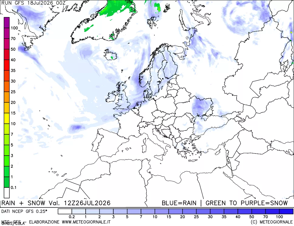 mappa Precipitazioni totali e nevose