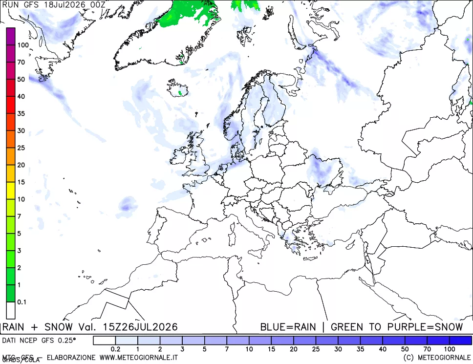 mappa Precipitazioni totali e nevose