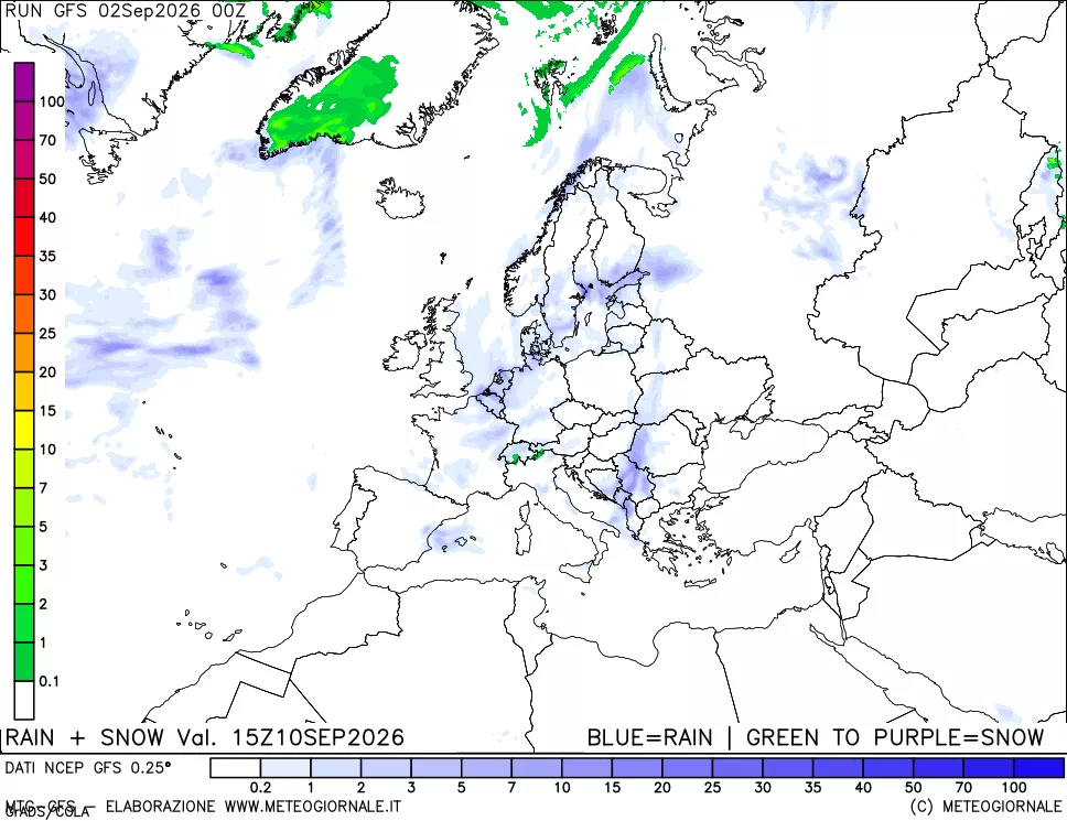 mappa Precipitazioni totali e nevose