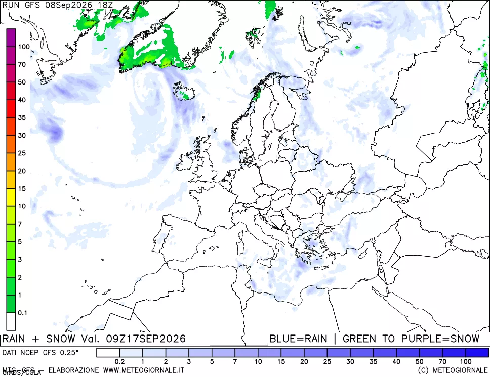 mappa Precipitazioni totali e nevose