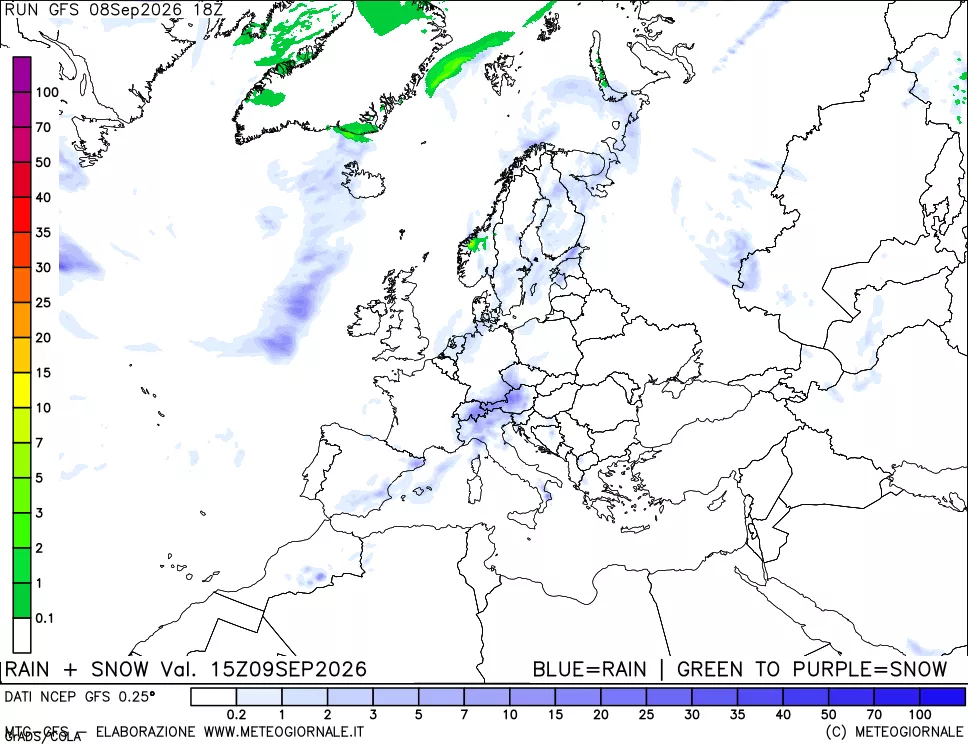 mappa Precipitazioni totali e nevose