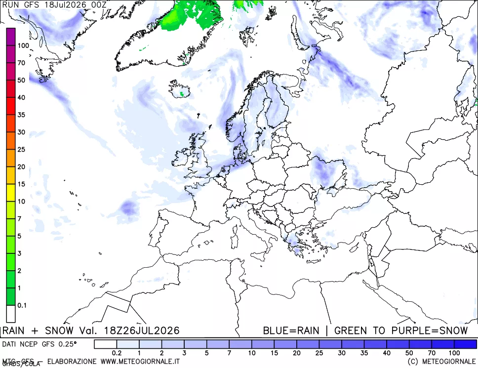mappa Precipitazioni totali e nevose