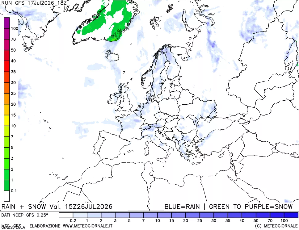 mappa Precipitazioni totali e nevose
