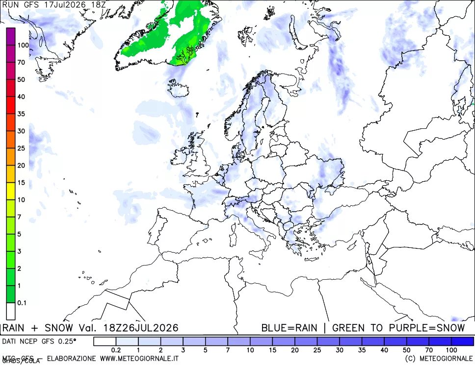 mappa Precipitazioni totali e nevose