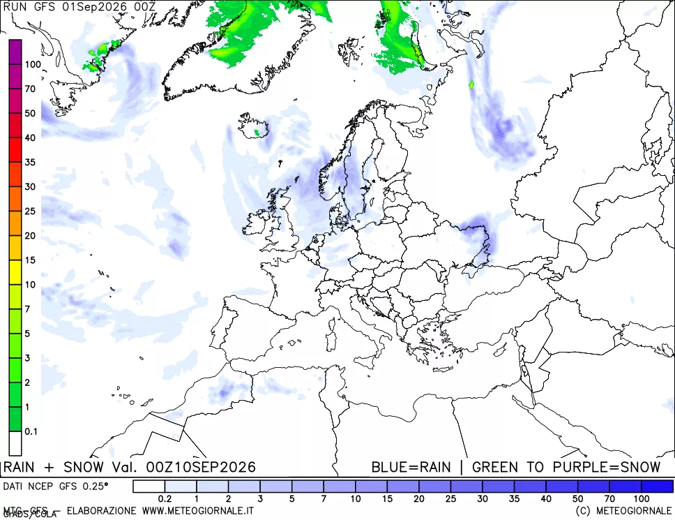 mappa Precipitazioni totali e nevose