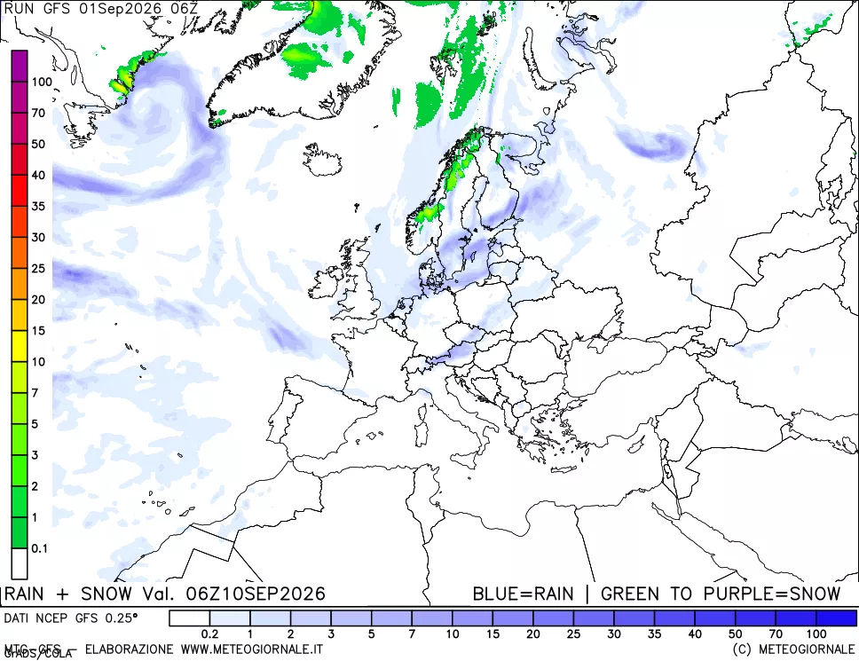 mappa Precipitazioni totali e nevose