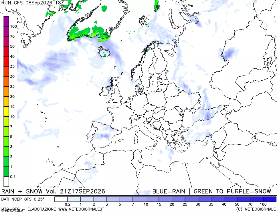 mappa Precipitazioni totali e nevose