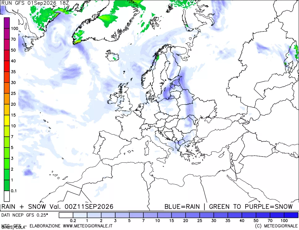 mappa Precipitazioni totali e nevose