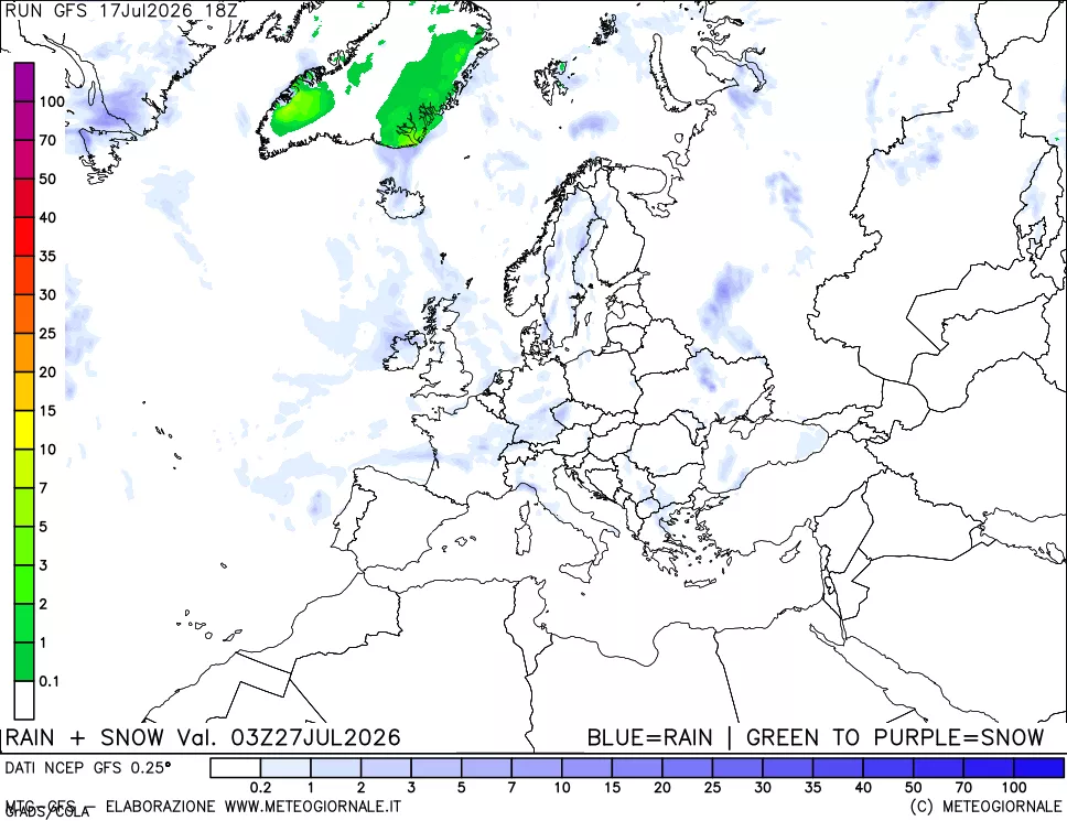 mappa Precipitazioni totali e nevose