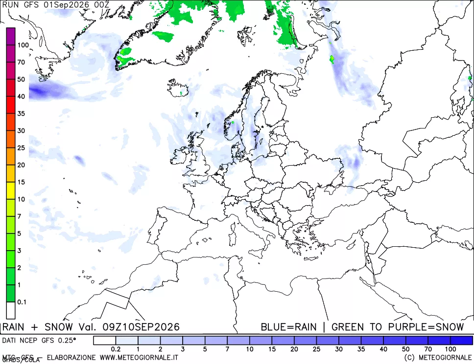mappa Precipitazioni totali e nevose