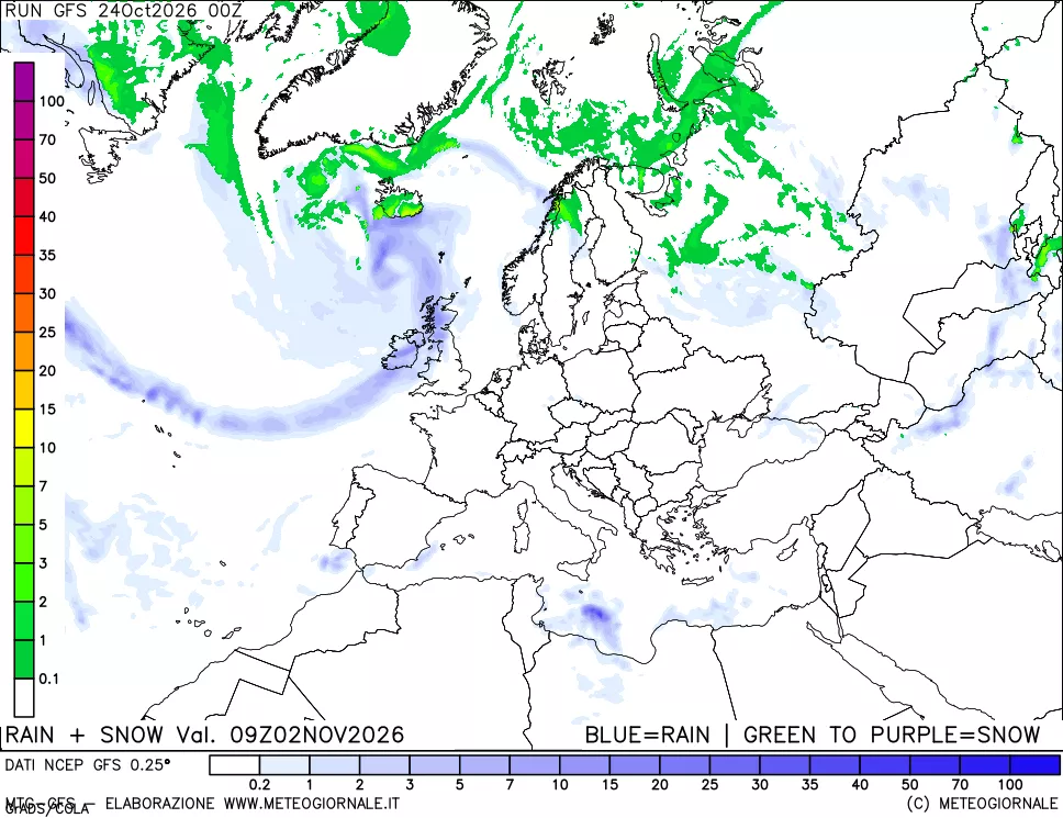 mappa Precipitazioni totali e nevose