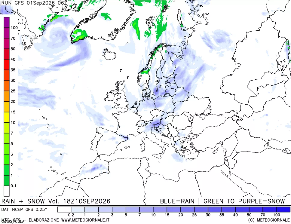 mappa Precipitazioni totali e nevose