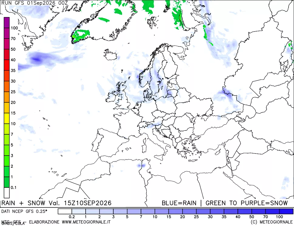 mappa Precipitazioni totali e nevose