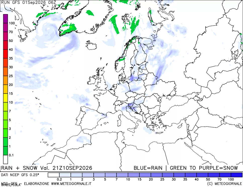 mappa Precipitazioni totali e nevose