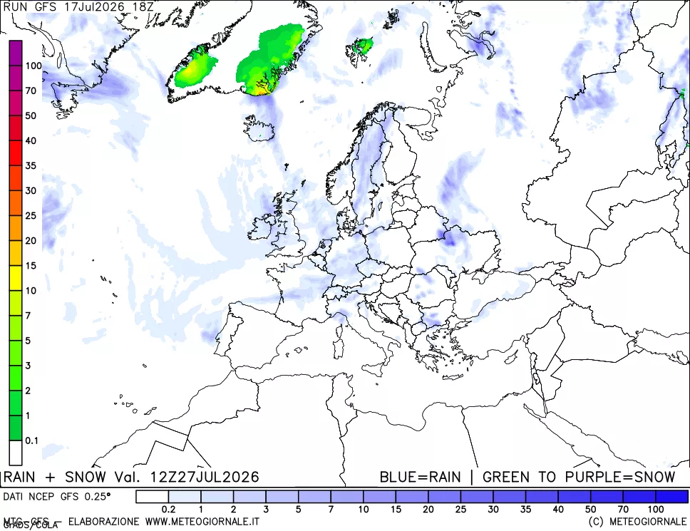mappa Precipitazioni totali e nevose