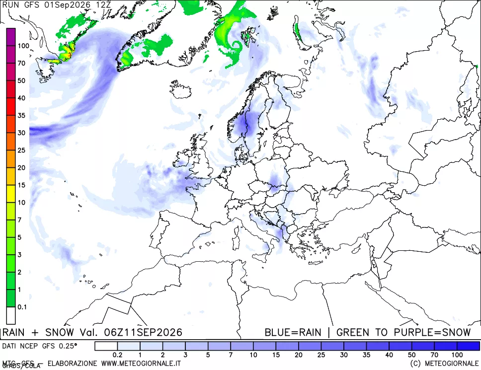 mappa Precipitazioni totali e nevose