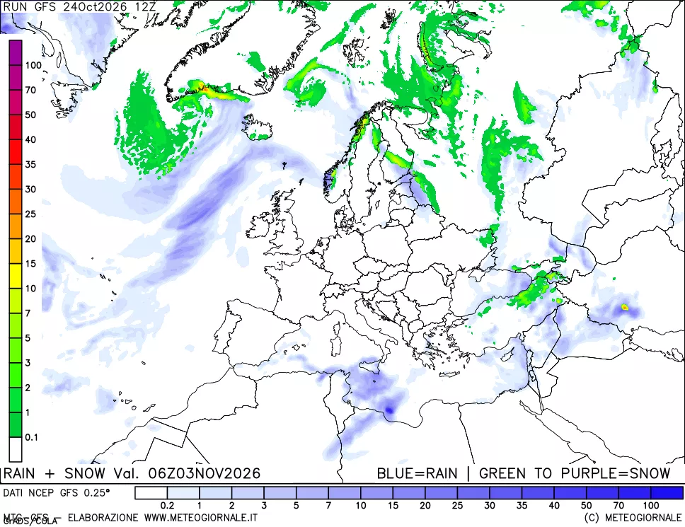 mappa Precipitazioni totali e nevose