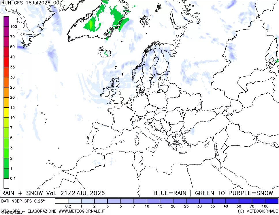 mappa Precipitazioni totali e nevose