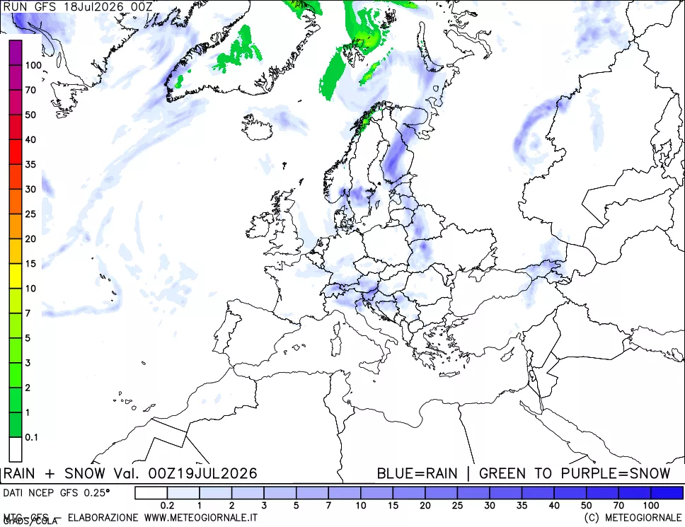 mappa Precipitazioni totali e nevose