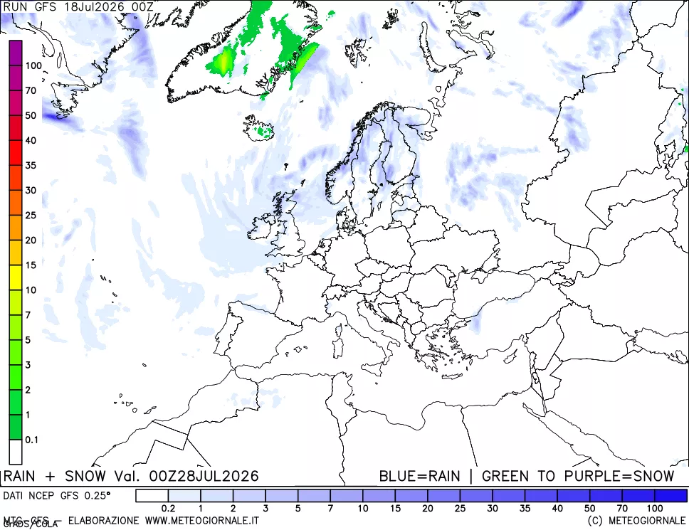 mappa Precipitazioni totali e nevose