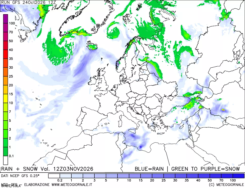 mappa Precipitazioni totali e nevose