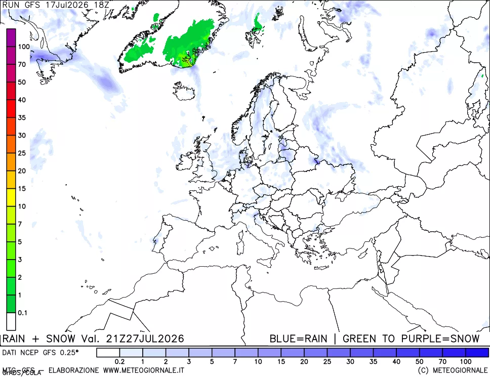 mappa Precipitazioni totali e nevose
