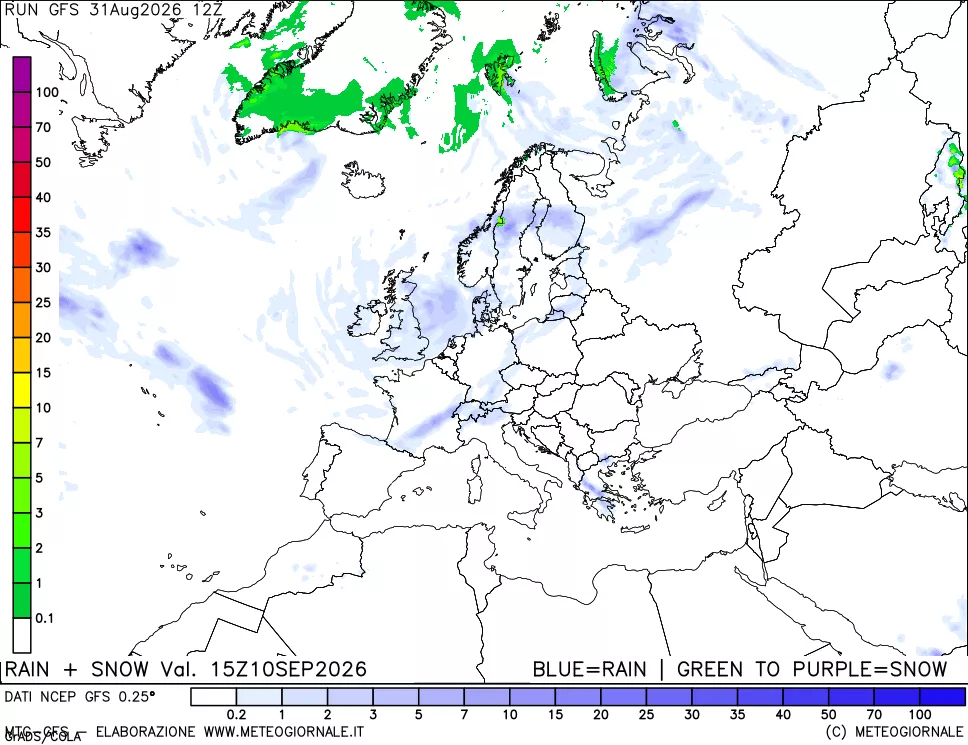 mappa Precipitazioni totali e nevose