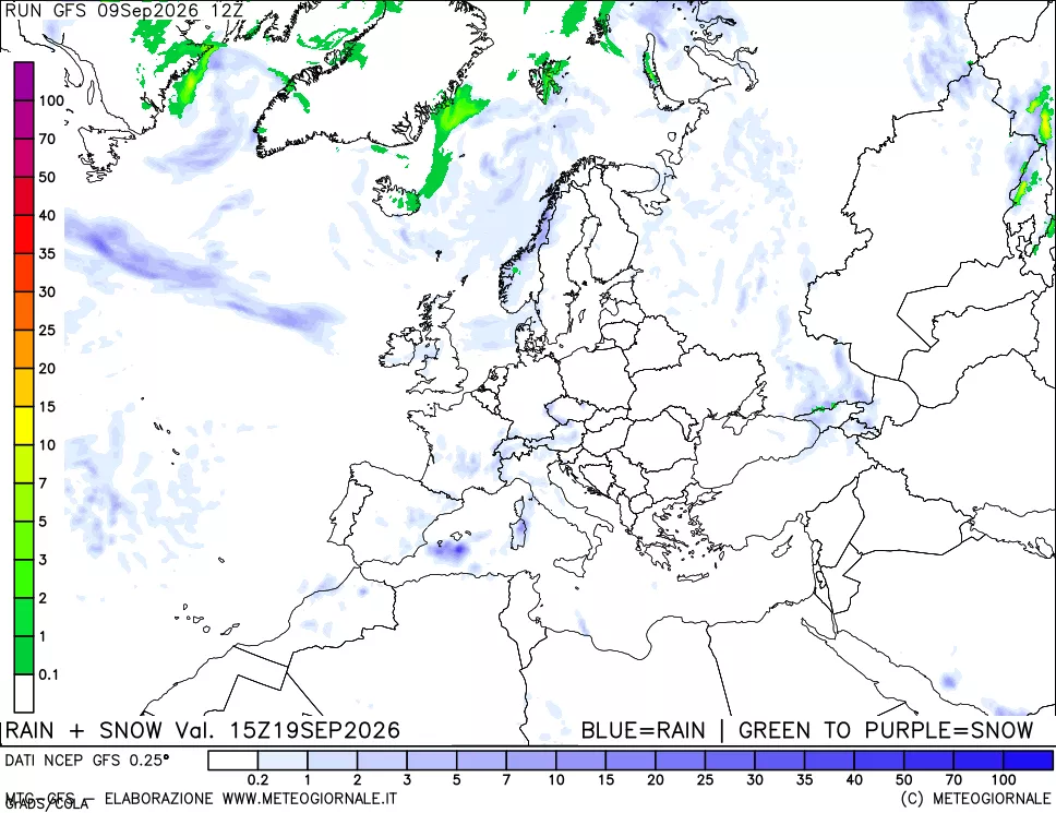 mappa Precipitazioni totali e nevose