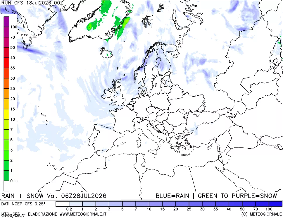 mappa Precipitazioni totali e nevose
