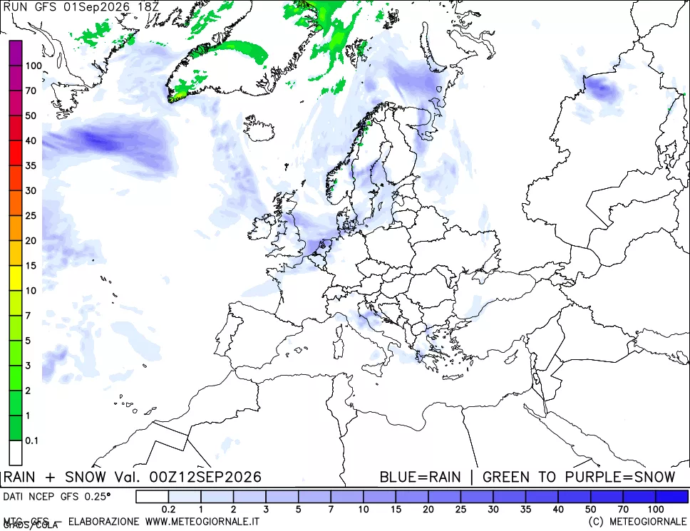 mappa Precipitazioni totali e nevose