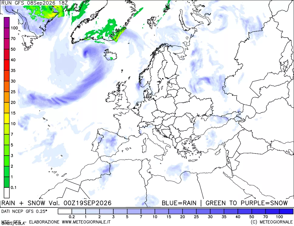 mappa Precipitazioni totali e nevose