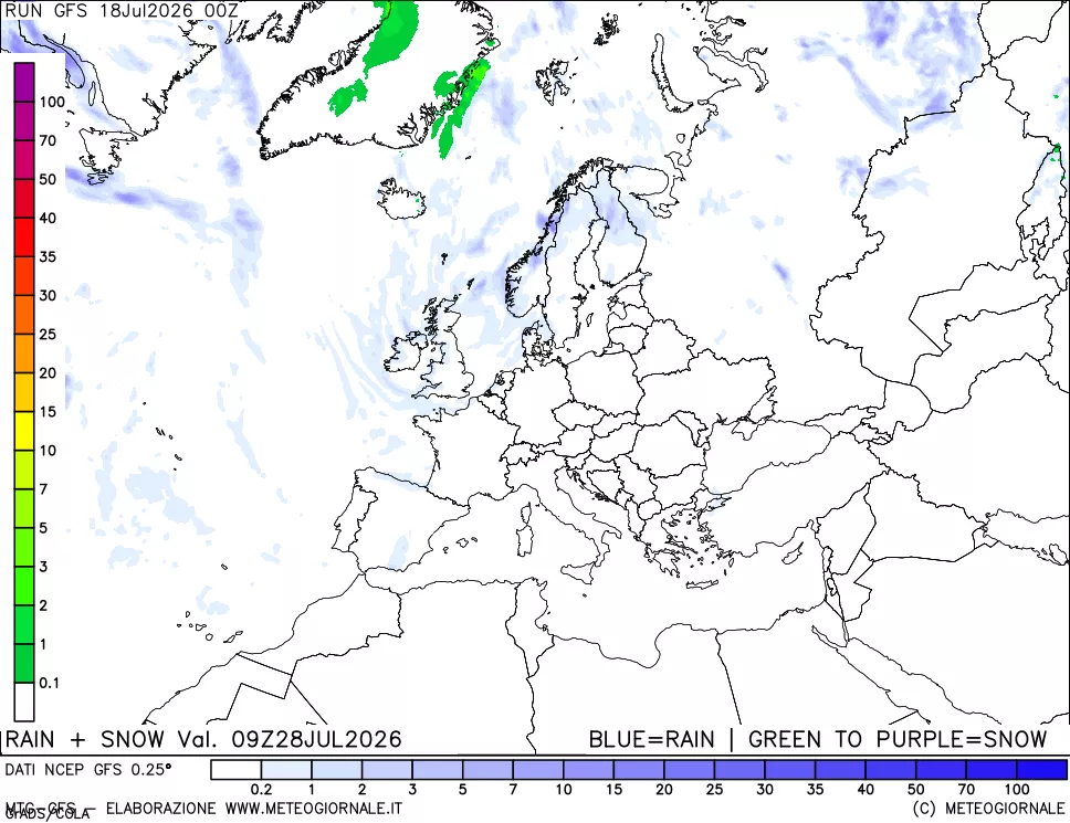 mappa Precipitazioni totali e nevose