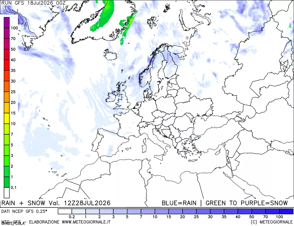 mappa Precipitazioni totali e nevose