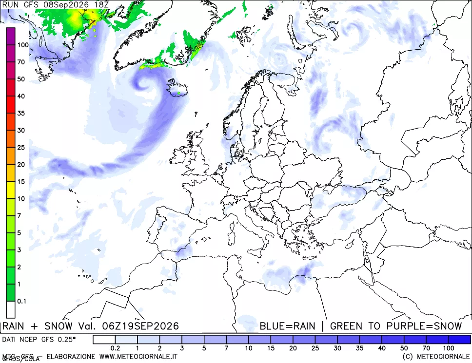 mappa Precipitazioni totali e nevose