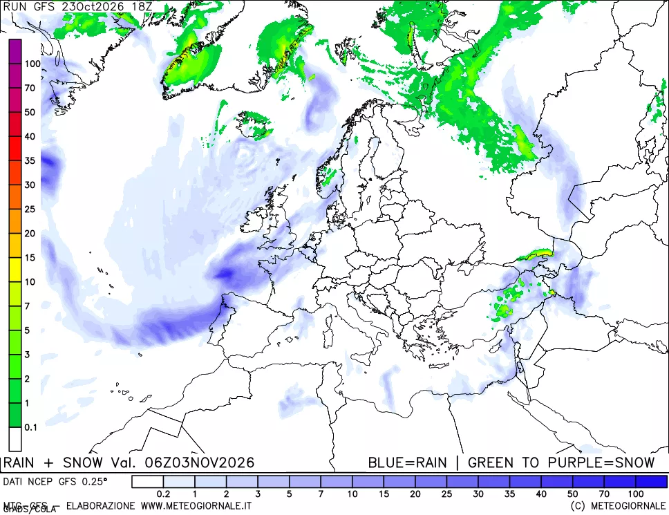 mappa Precipitazioni totali e nevose