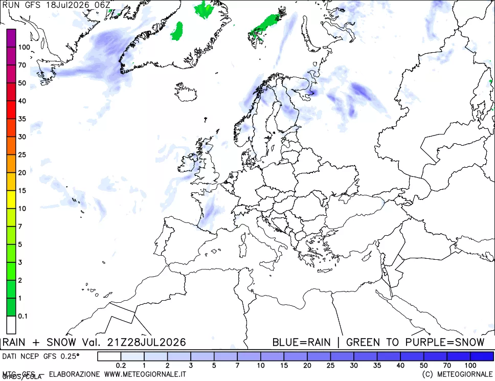 mappa Precipitazioni totali e nevose