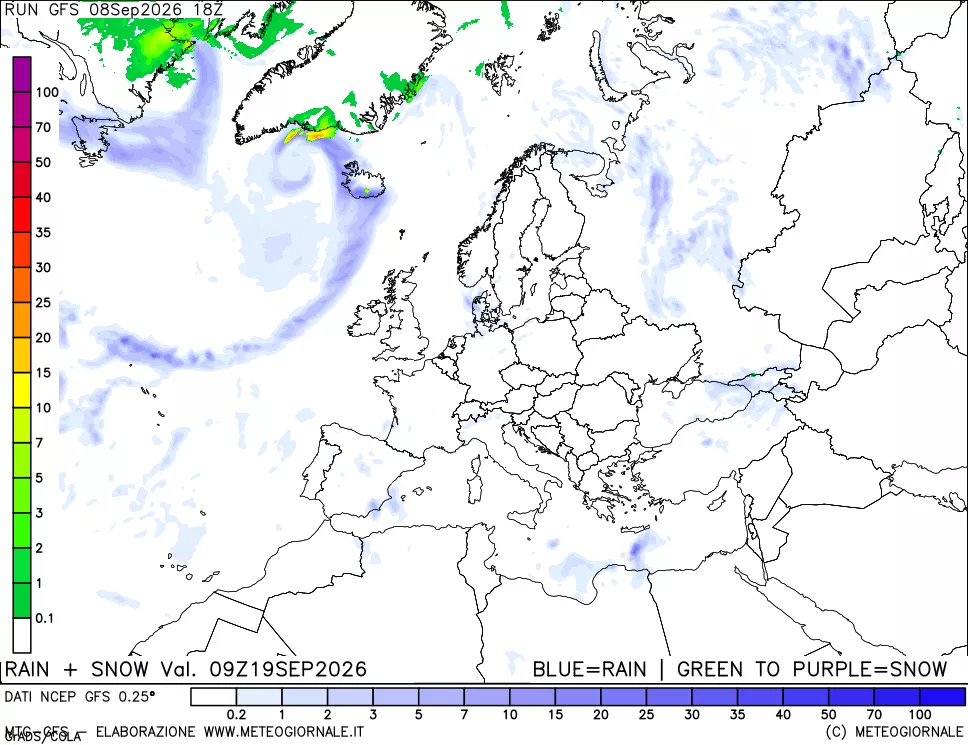mappa Precipitazioni totali e nevose