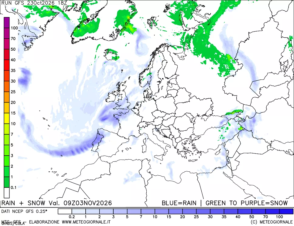 mappa Precipitazioni totali e nevose