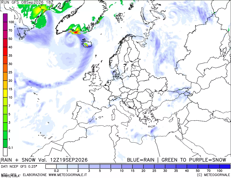 mappa Precipitazioni totali e nevose